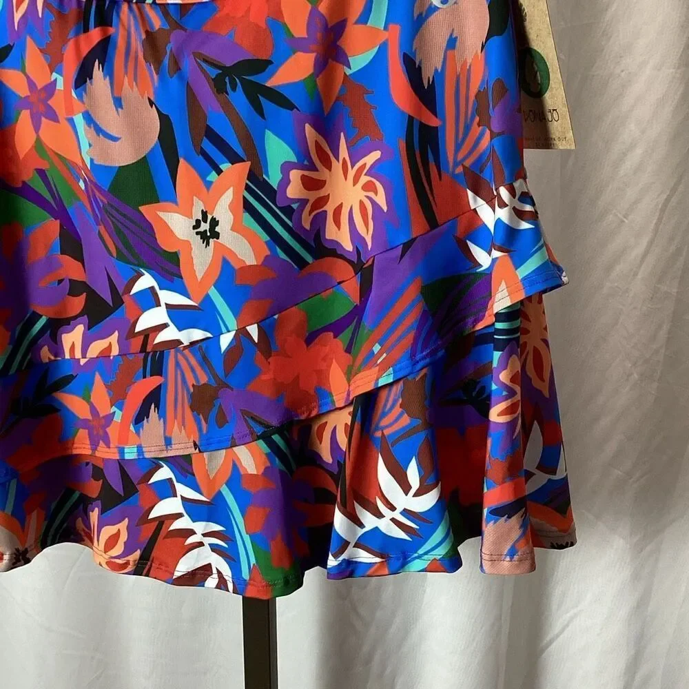 NWT Dona Jo Tennis Pickleball Athletic Skort Skirt women’s 3 (XL) Tropical Flora
